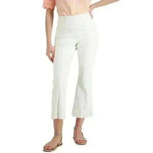 Inc International Concepts Womens High Rise Crop Flare Pull-On White Jean Size 4